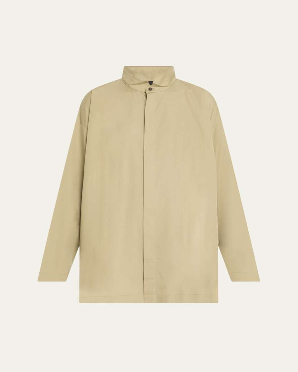 Slim A-Line Double Stand-Collar Shirt With Stepped Insert (Long Length)